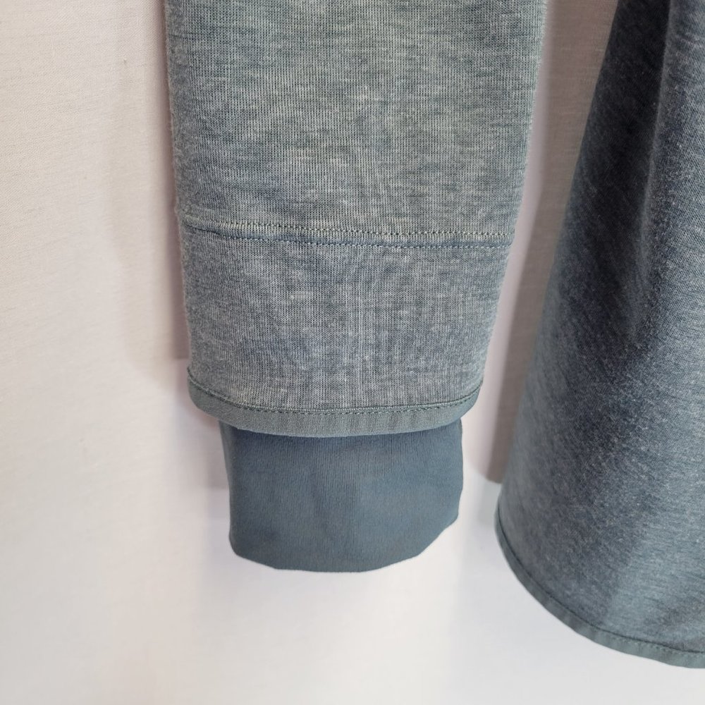 Nike Women's Small Pullover Sweatshirt Blue Wrap Front Pockets Double Cuff - Picture 4 of 8